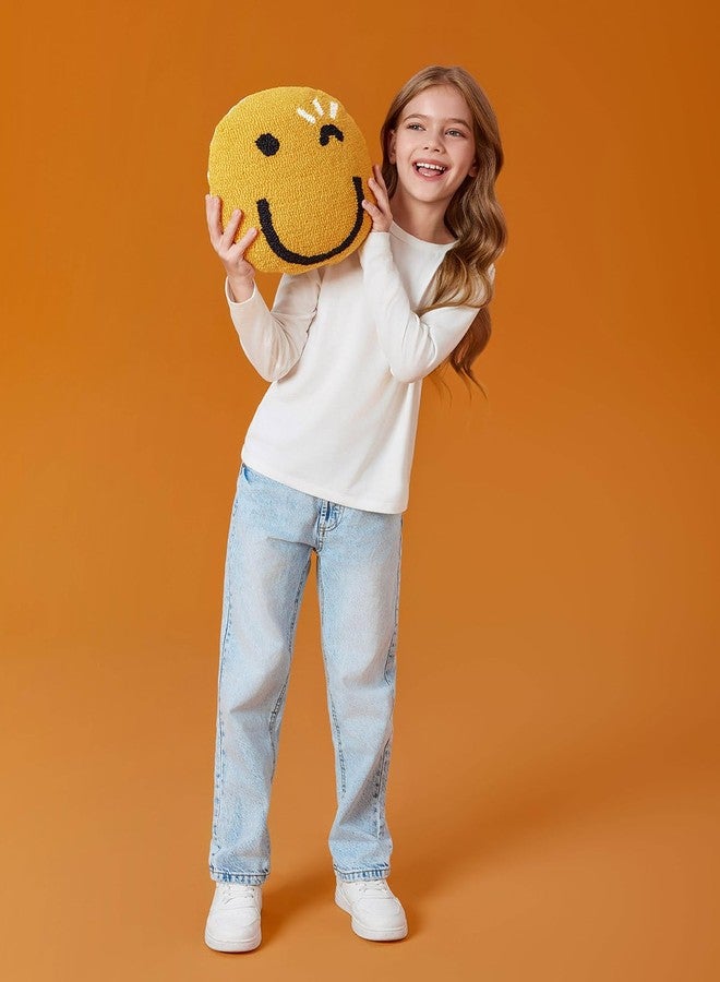 Haloumoning Girls Long Sleeve Shirts Kids Crewneck T-Shirts Fall Tops Tees 5-14 Years White - Image 3